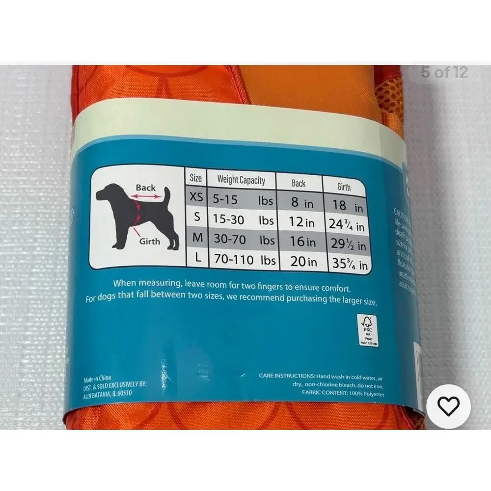 Large dog floatation life vest